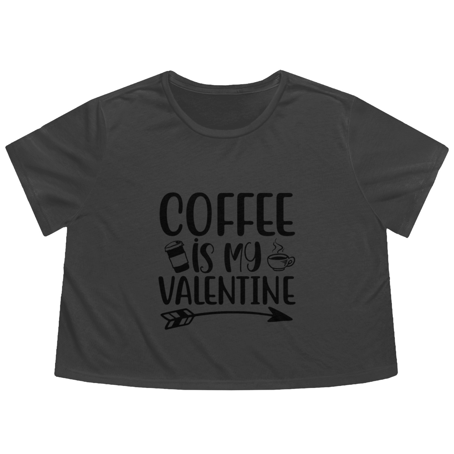 Coffee is my valentine Flowy Cropped Tees