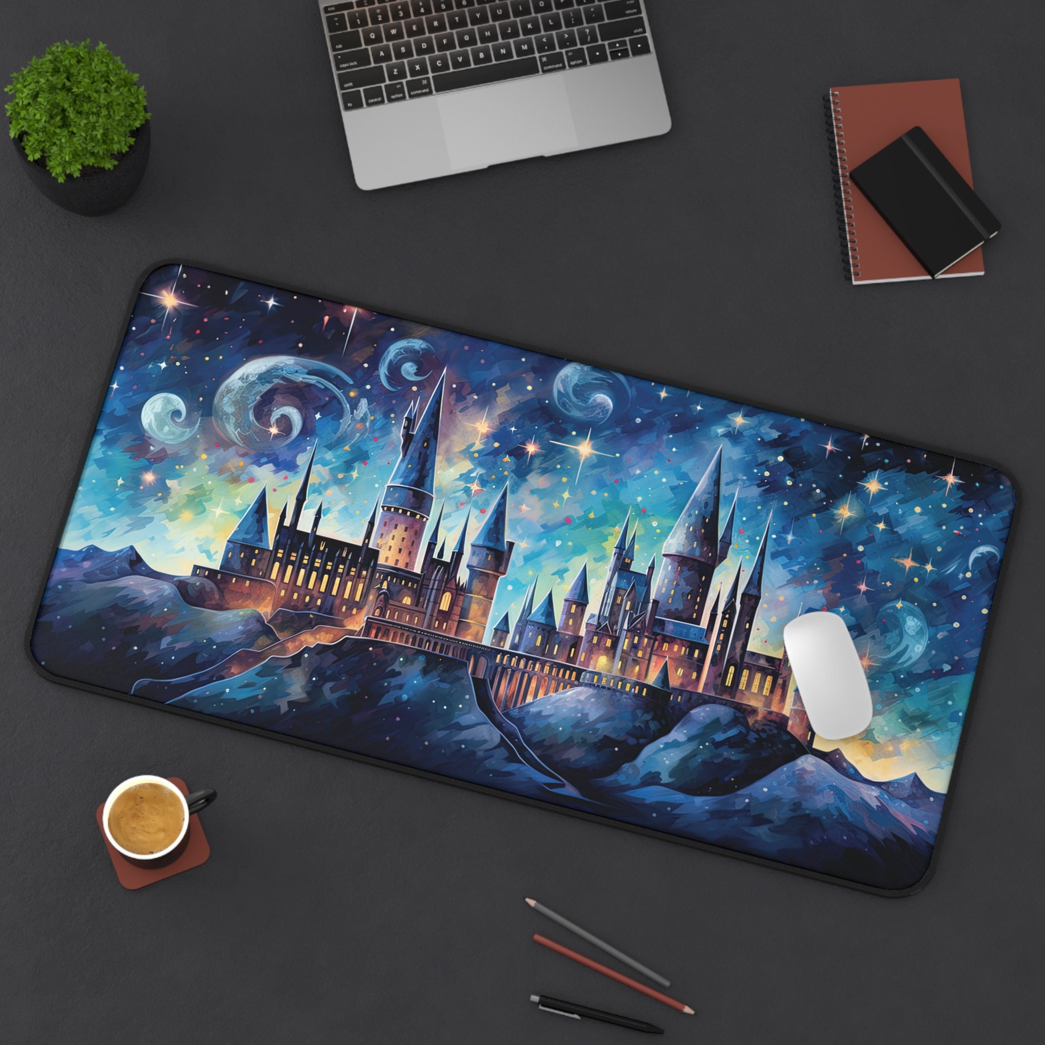 Aesthetic Wizard School Fantasy Castle Desk Mat, Cute Fan Art Deskmat