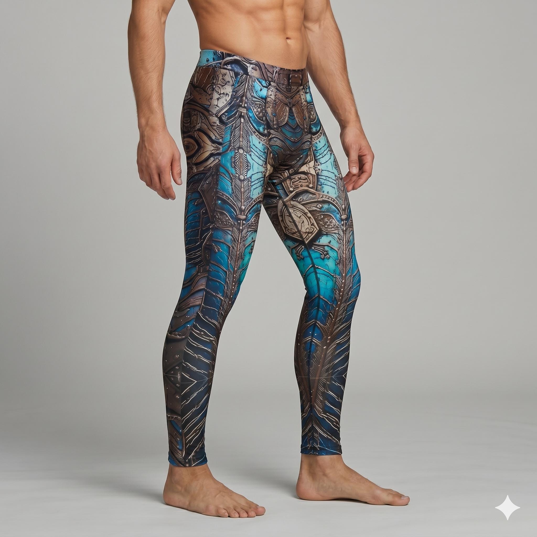 Gladiator Bronze Mens Yoga Shorts Leggings Meggings Athletic Training Running Martial Arts Wrestling Activewear Medieval Renaissance