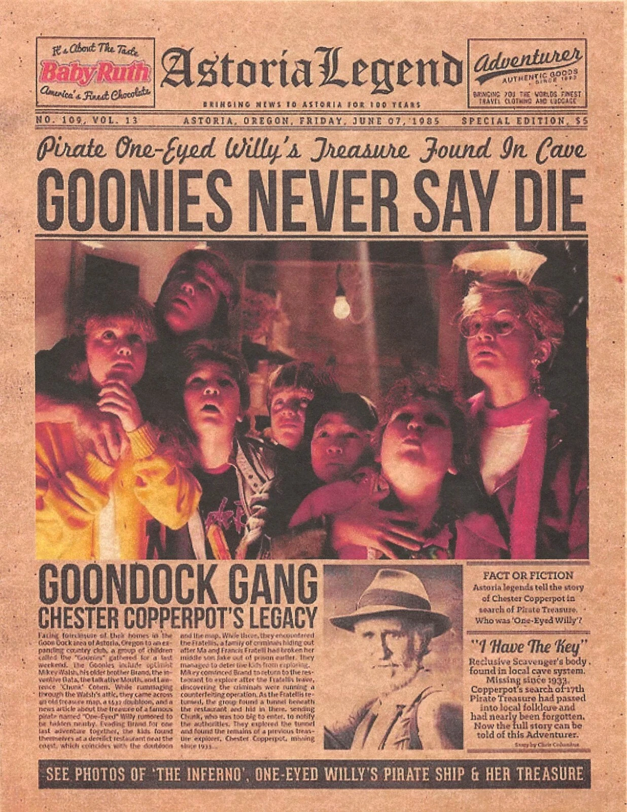 1985 The Goonies Astoria Legend Poster, Premium Matte Vertical Print