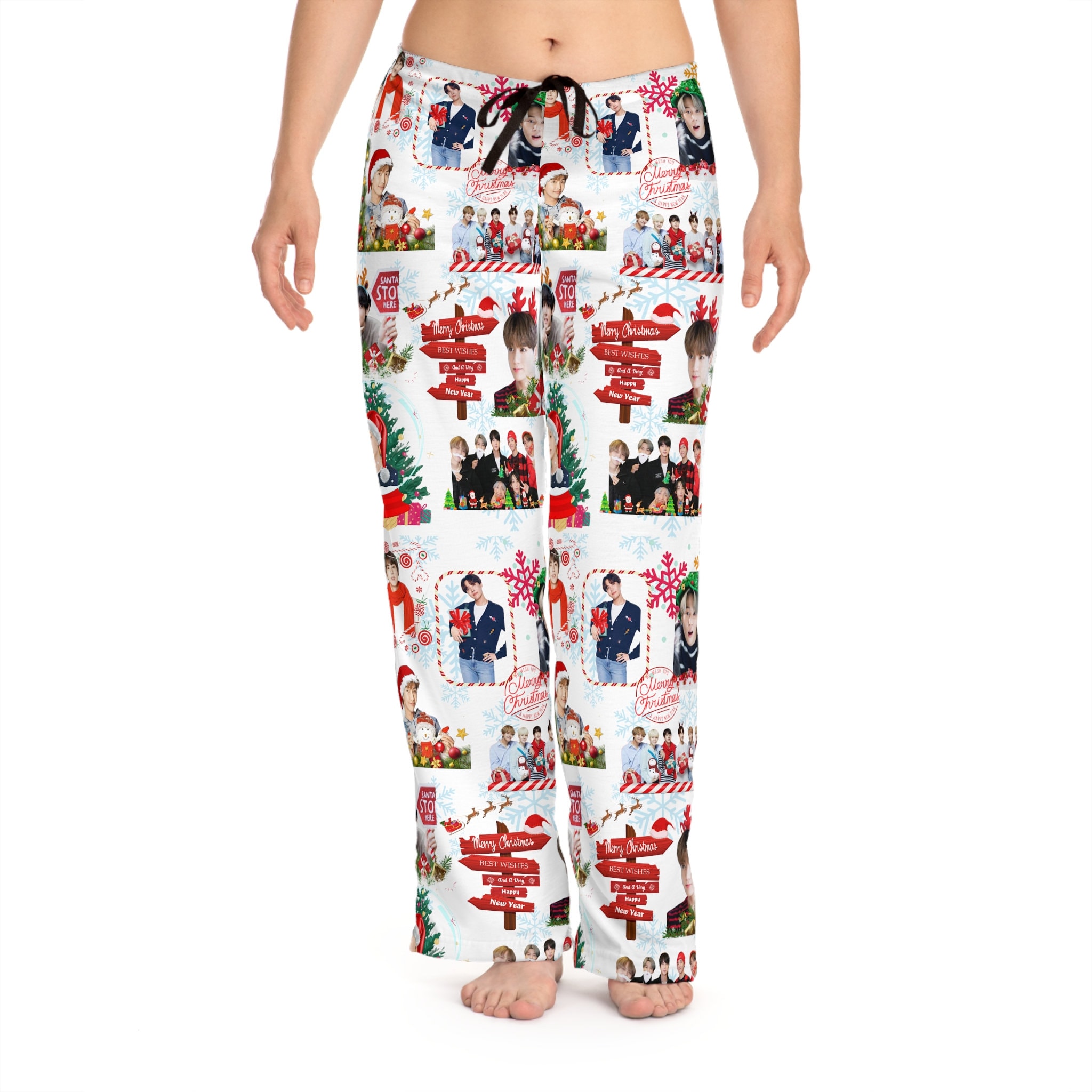 BTS OT7 Christmas Women's Pajama Pants, K-Pop Holiday Pajama, Gift for K-Pop Fans