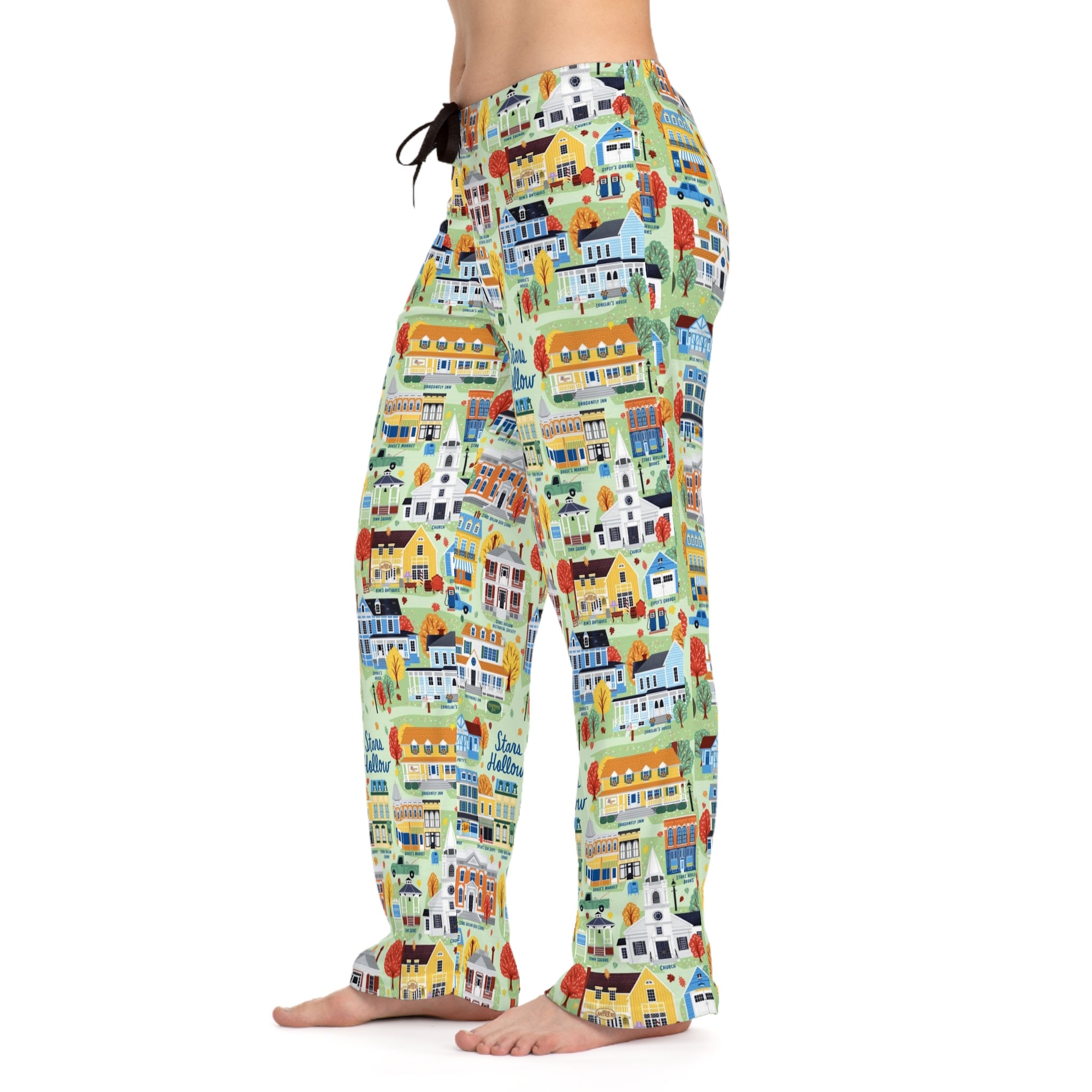 Retro Merry Gilmore Girls Stars Hollow Map Cozy pants Rory Lorelei Lukes Chilton Snow Coffee Christmas Tree Holiday Stocking Gift Pajama