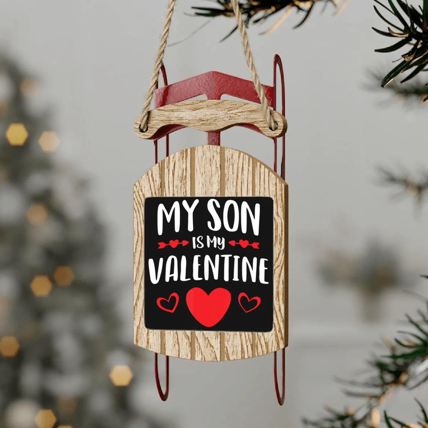 My Son Is My Valentine Sled Ornaments Mom Dad Valentin