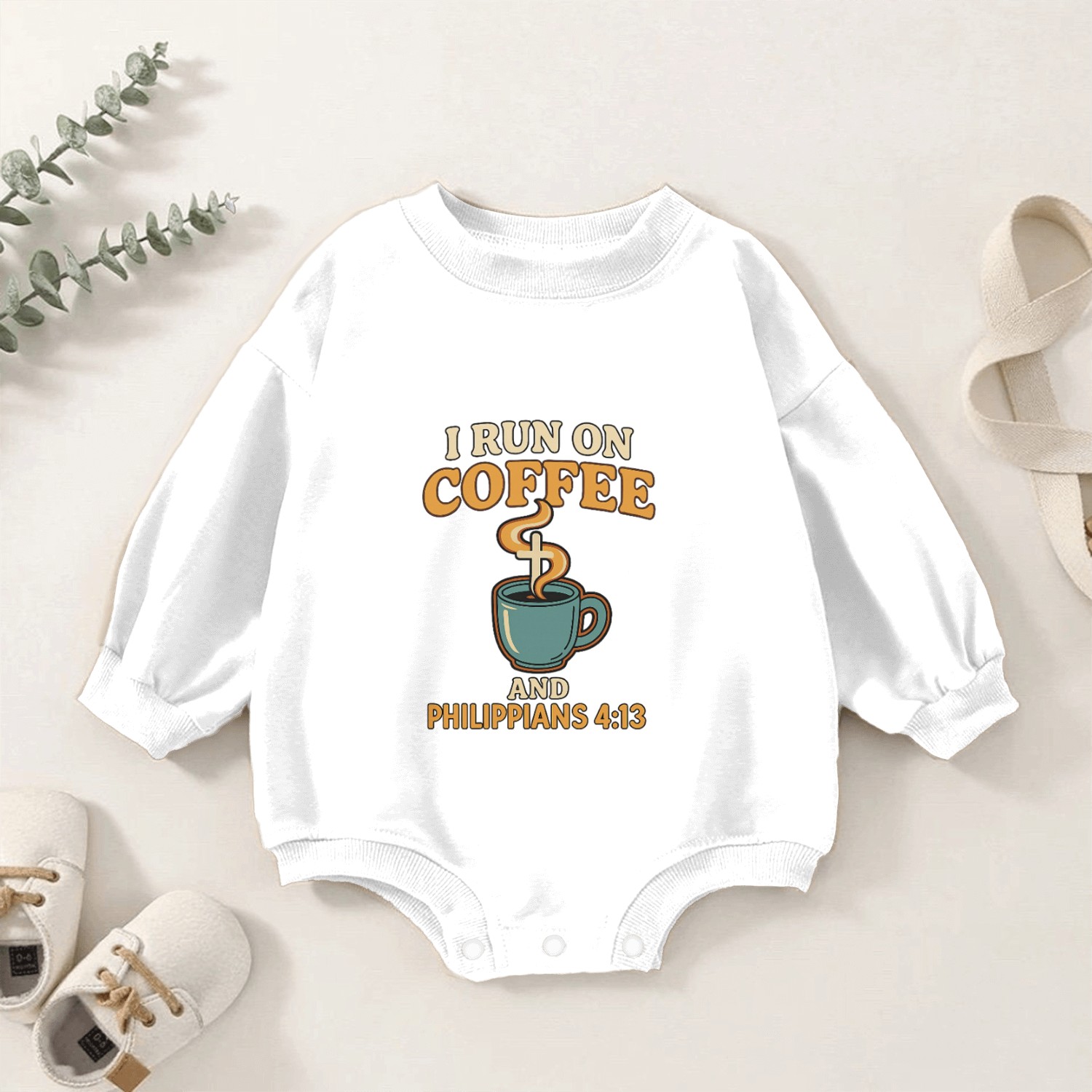 Coffee and Philippians 4:13 Baby Romper Sweatshirts