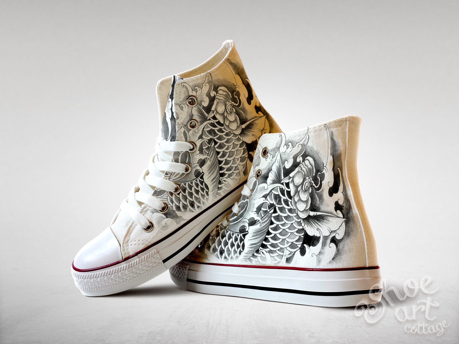 Koi Fish, Japanese Tattoo Art Sneakers