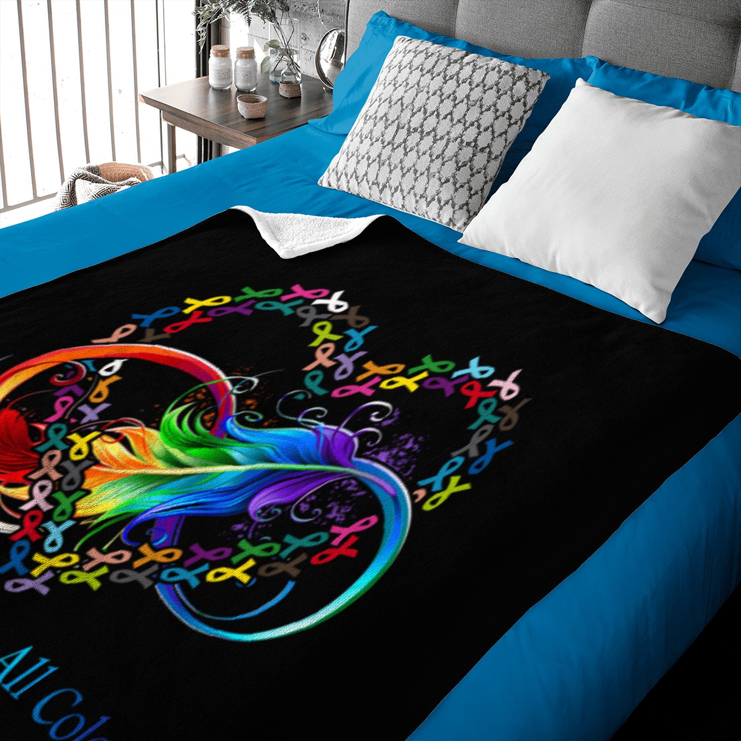 Fight Cancer In All Color Fight Cancer Feather Rib Baby Blankets