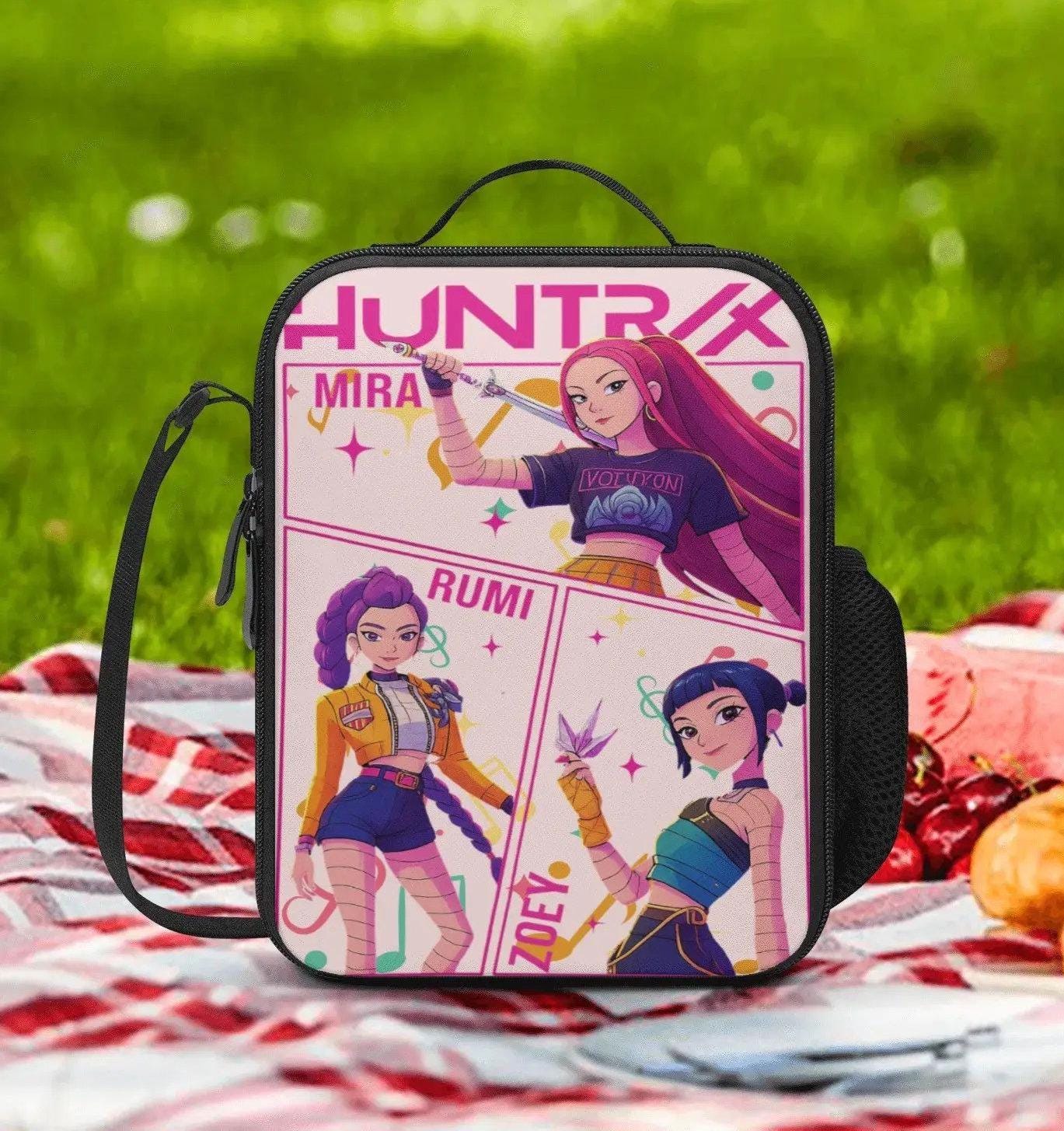 Rumi, Mira, and Zoey Lunch Box Bag, Huntrix Demon Hunters Lunch Bag, Kpop Demon Hunters Quality Keep Warm/Cold Lunch Bag