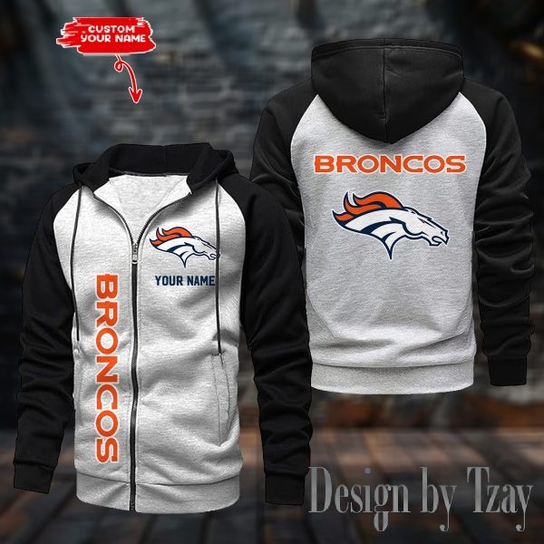 Denver Broncos Raglan Zip Hoodie, Football Lover Gift, Game Day