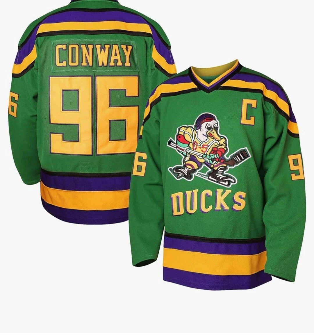 Mighty Ducks Movie Men Jersey #96 Conway Ice Hockey Jersey Stitched Sewn