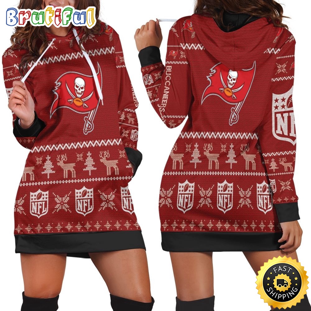 football Tampa Bay Buccaneers Hoodie Dress Christmas Print Hoodie Dress For Women