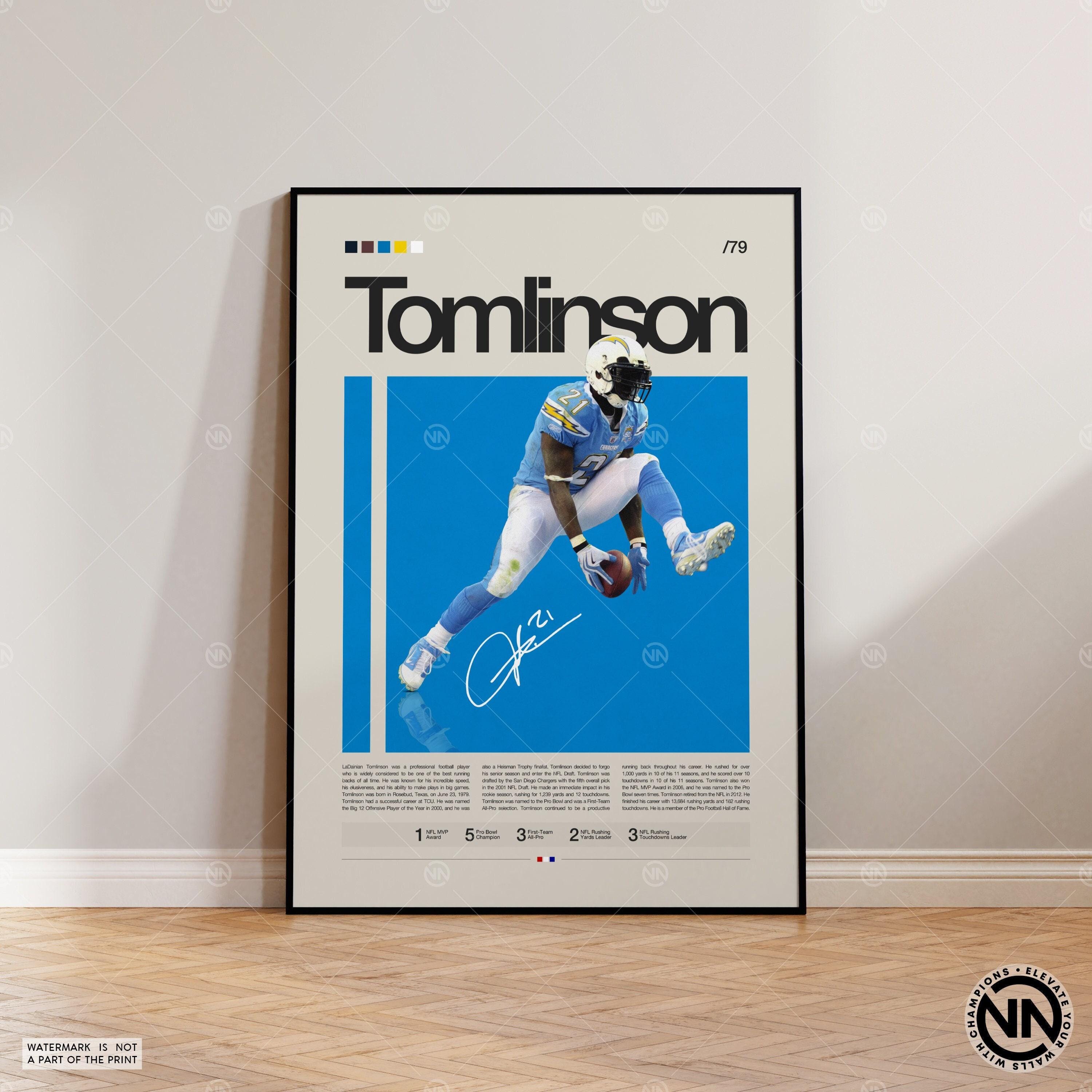 LaDainian Tomlinson Poster, San Diego Chargers Print, football Poster, Sports Poster, Football Poster