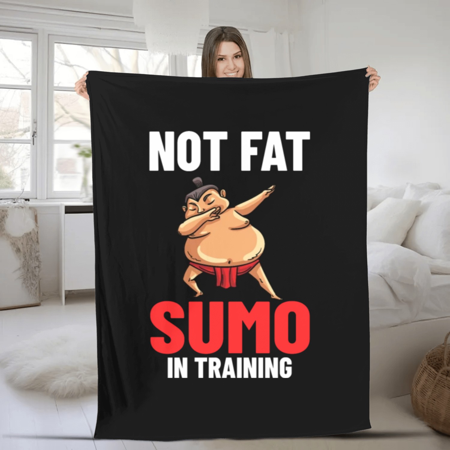 Sumo Wrestling Japanese Wrestler Sport Mawashi Fleece Blankets