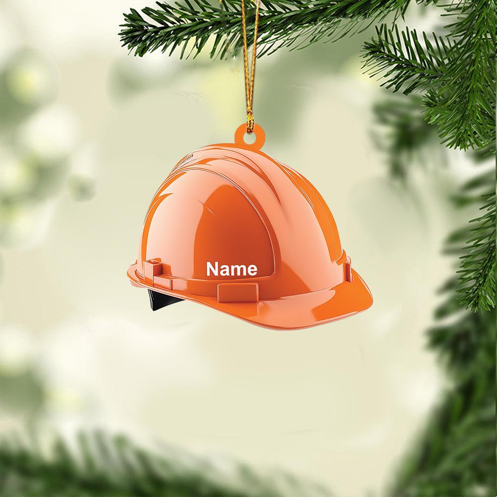 Personalized Construction Helmet Ornament, Safety Helmet Christmas Ornament, Construction Ornament Decor, Constructor Xmas Gift