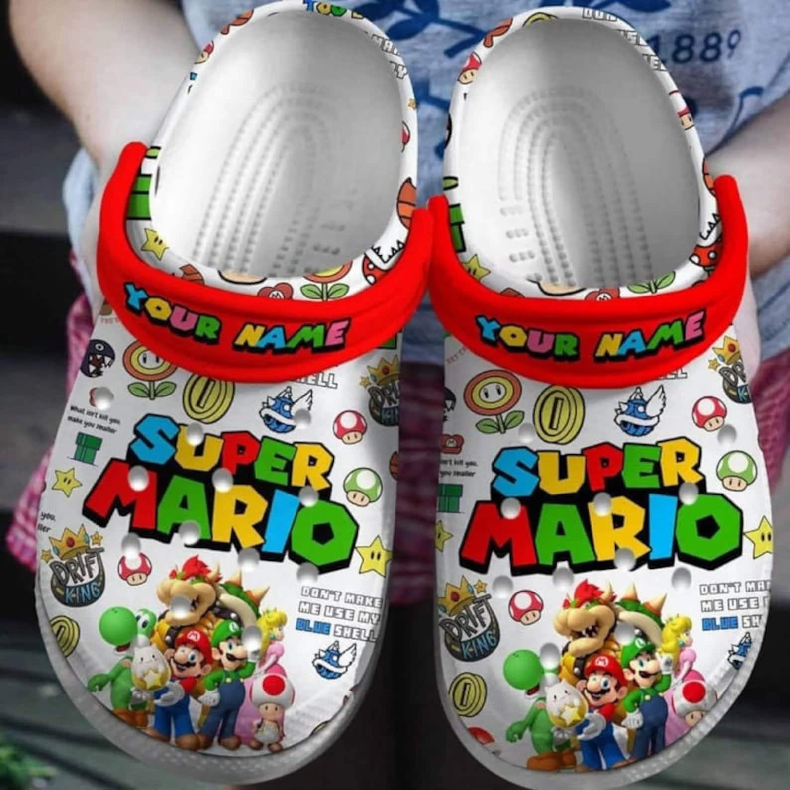 Custom Mario Shoes, Super Mario Shoes, Super Mario Sandals, Mario Summer Shoes, Custom Summer Shoes