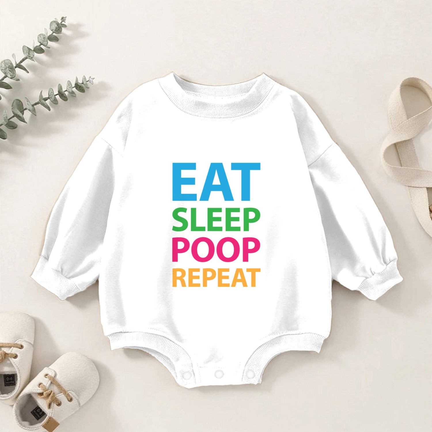 eat sleep poop repeat Baby Romper Sweatshirts
