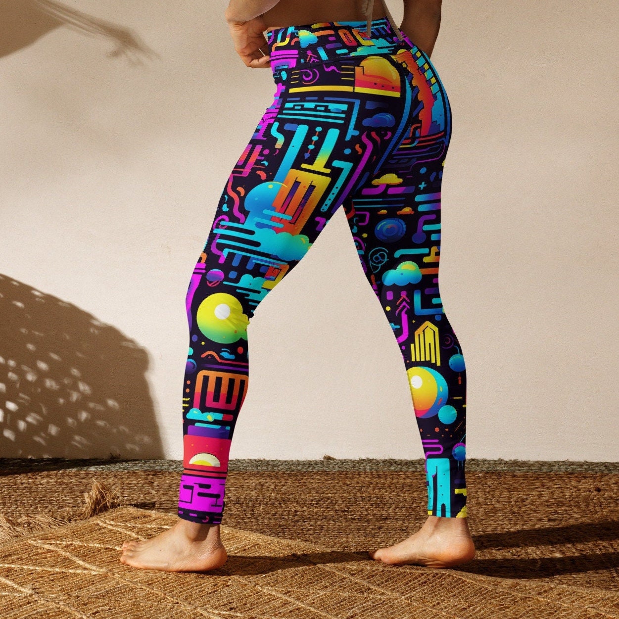 Vibrant Arcade Leggings / Arcade Game Pants Video Game Leggings Pixel Art Tights