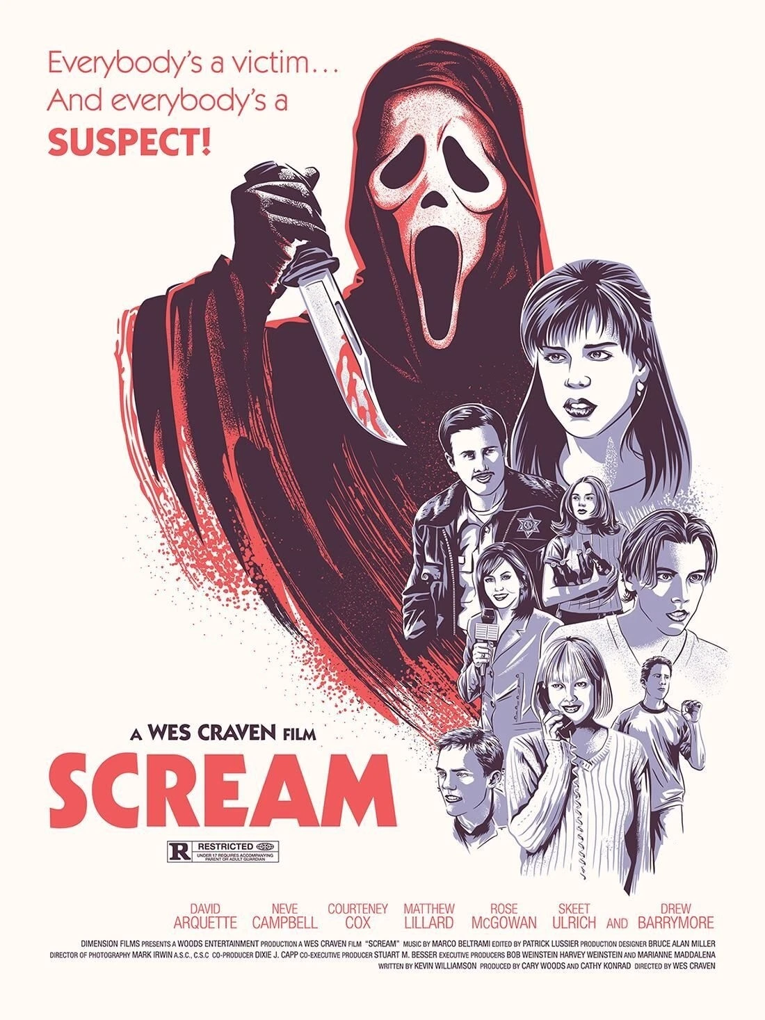 1996 Scream Movie Poster 11x17 Sidney Prescott Dewey Vertical Poster