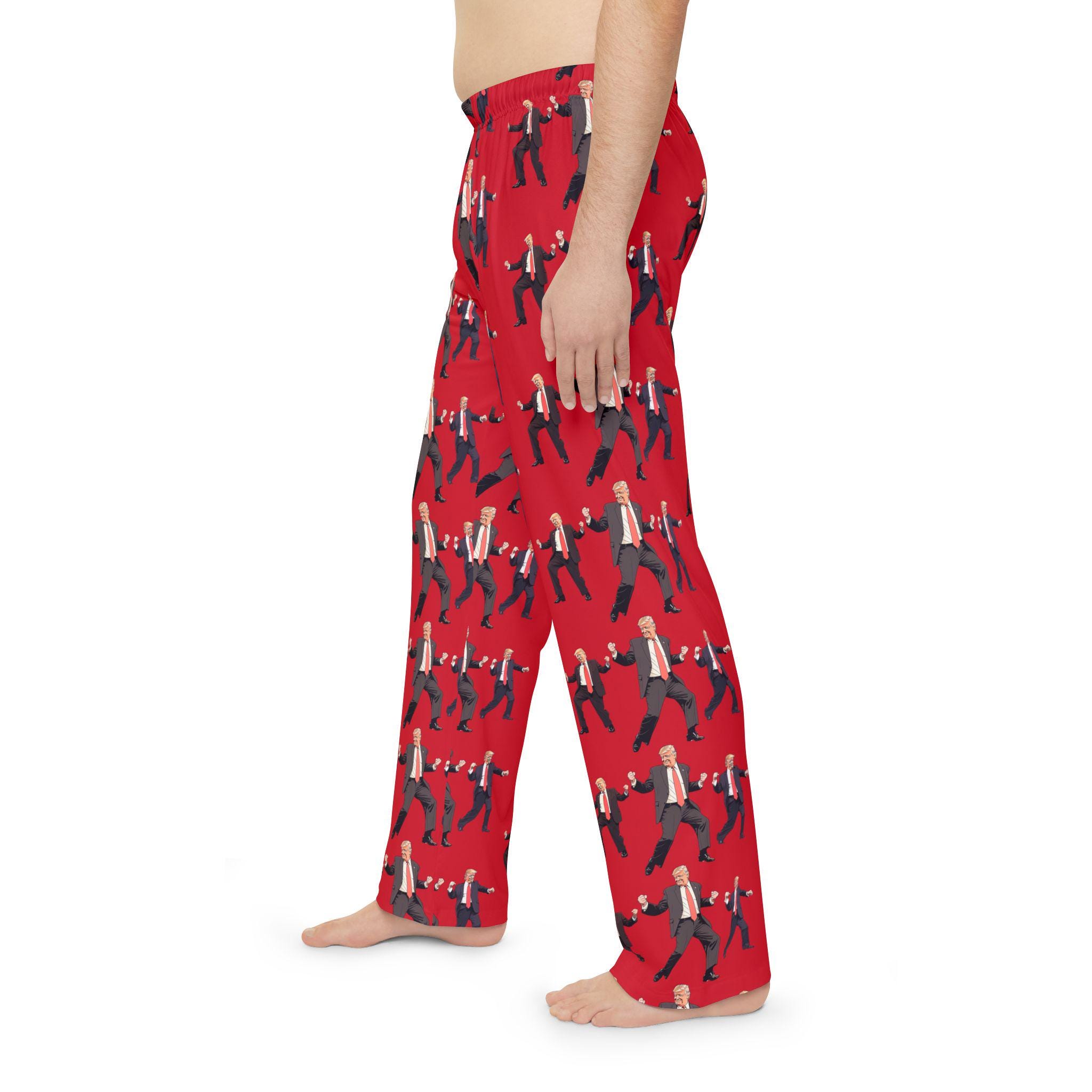 TRUMP VICTORY DANCE Unisex Pajama Pants, Comfy Sleepwear, Lounge Pants for Home, Gift for Dad, Cozy Holiday Wear, Cartoon Print Sleep Pants