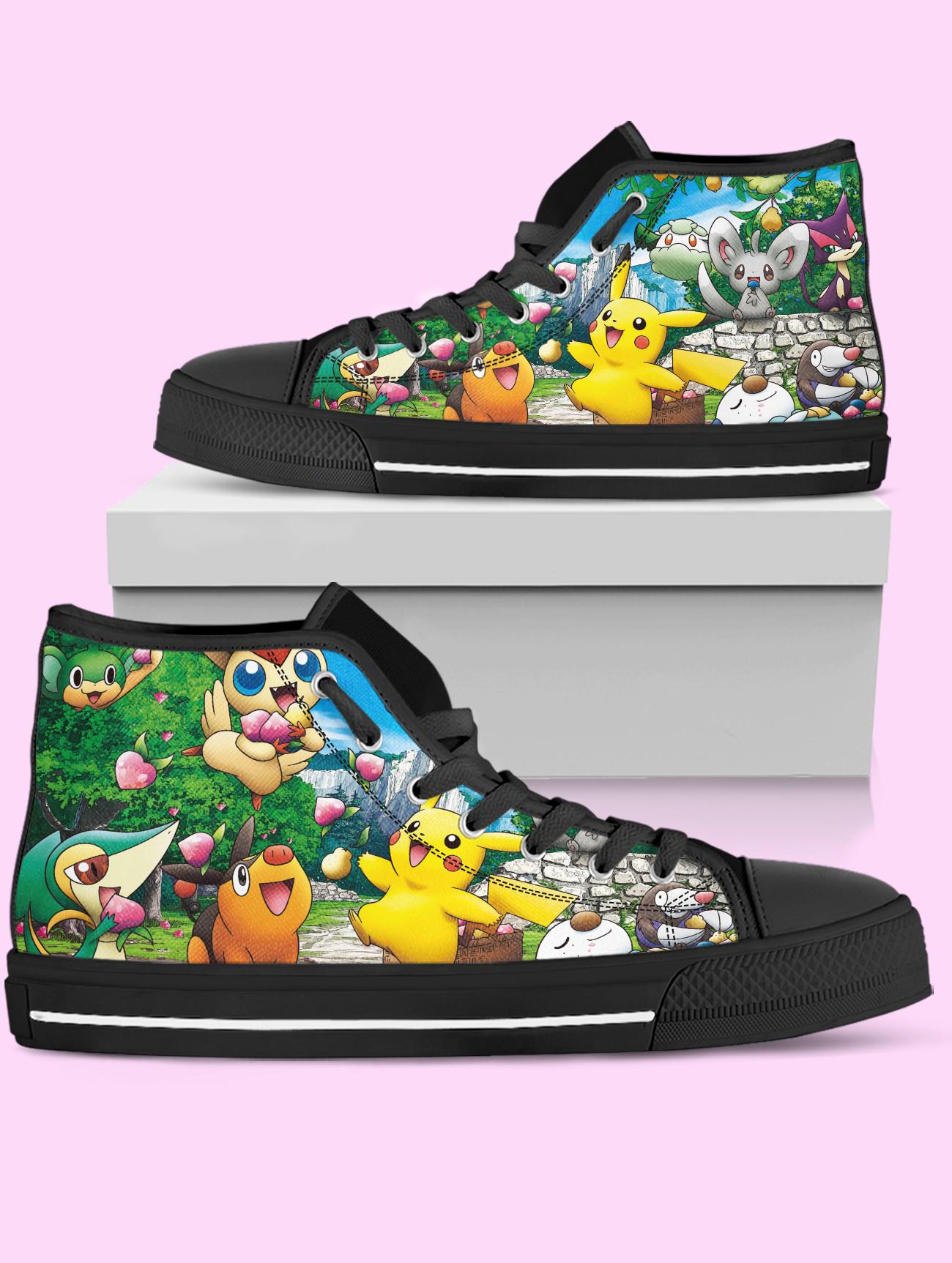 PKM High Top Shoes, Pika Anime Sneakers for Women, Men