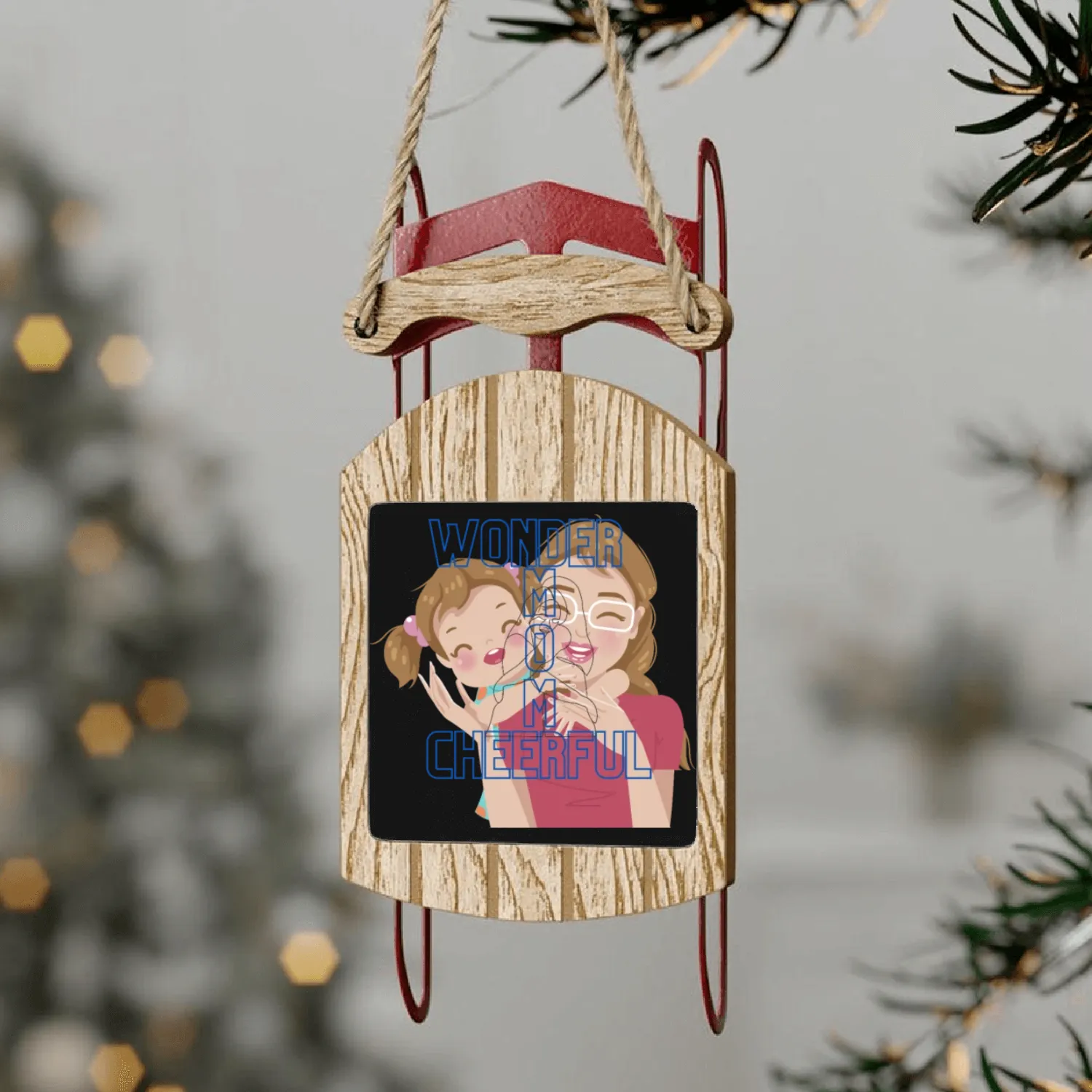 Wonder Mum Sled Ornaments