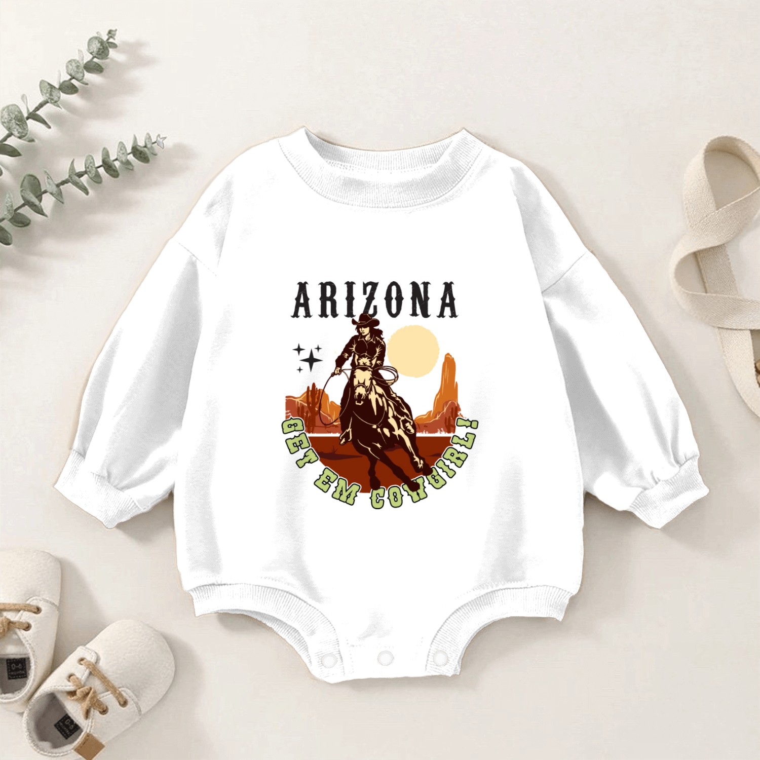Arizonna Get E'm Cowgirl Baby Romper Sweatshirts