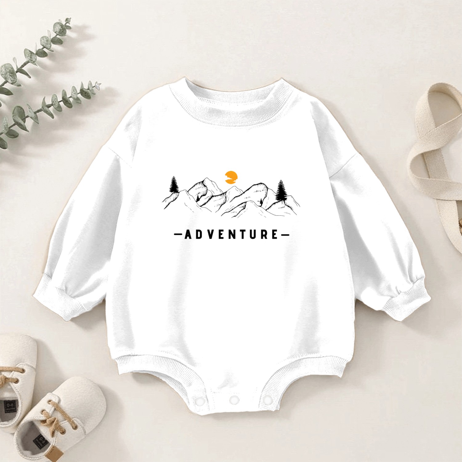 Adventure Awaits – Outdoor Explorer Design Baby Romper Sweatshirts