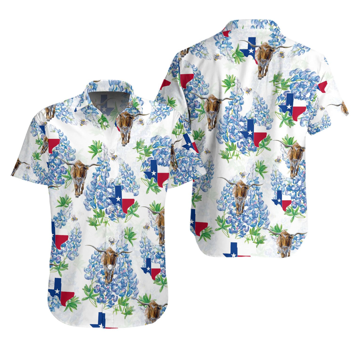 BlueBoonet Texas Empire All Hawaiian, Summer Party Shirt, Buttom Down Shirt