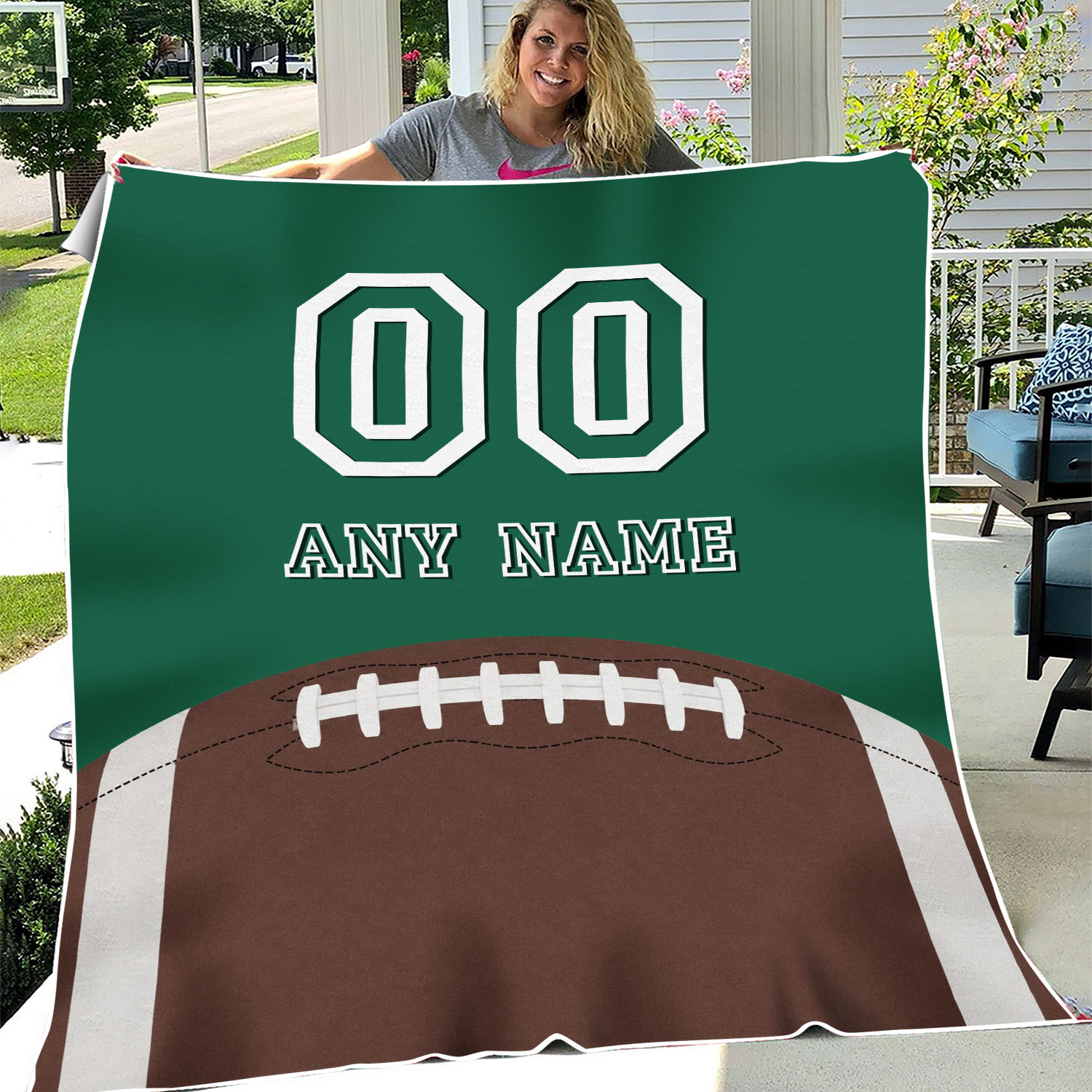 Personalized Football Blanket with Custom Name and Number, Soft Game Room Decor Blanket, Gift Idea for Football Player Boy Son Teenager Team