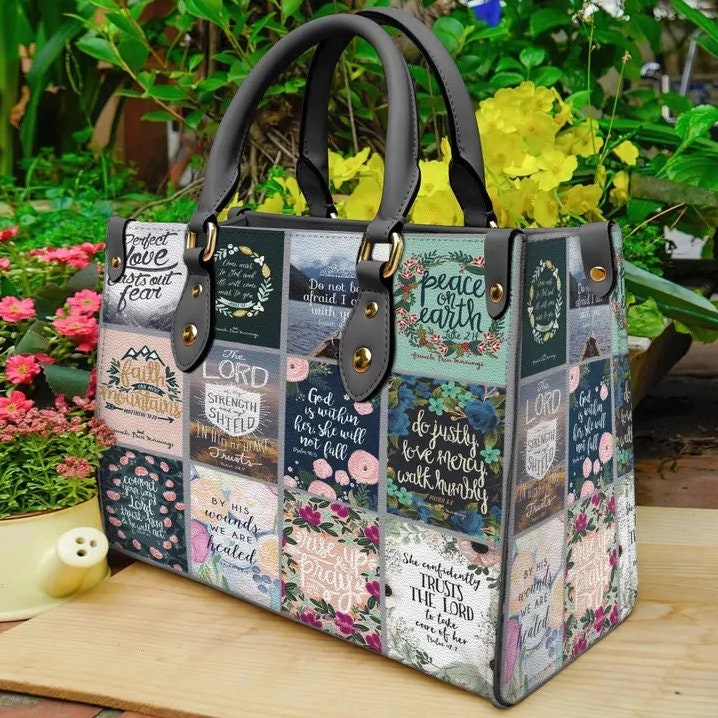 Bible Verse Leather Bag hand bag,Bible Lover's Handbag,Jesus Christian Woman Handbag,Leather Bag,Vintage bags