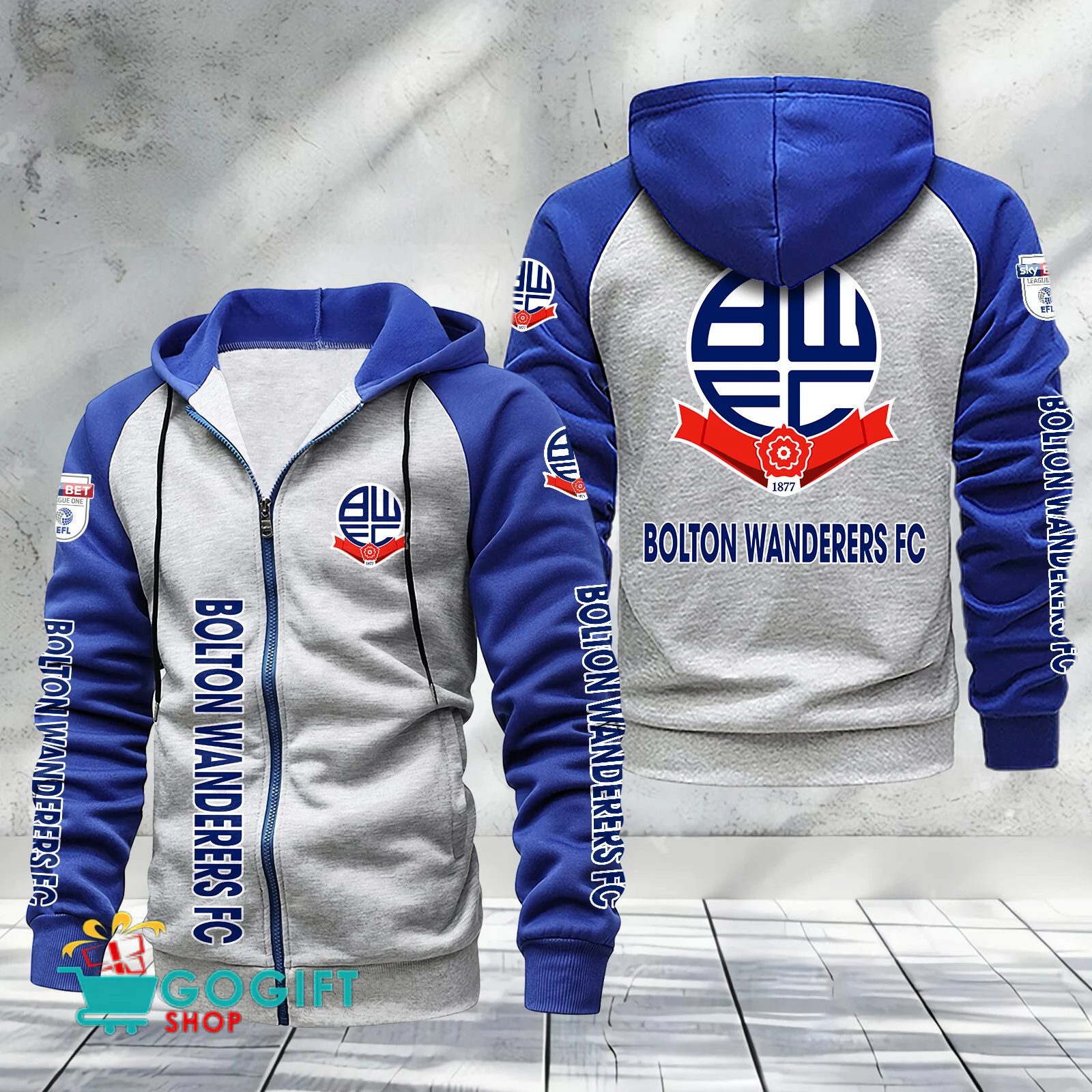 Bolton Wanderers FC Sporty Style Raglan Zipper Hoodie