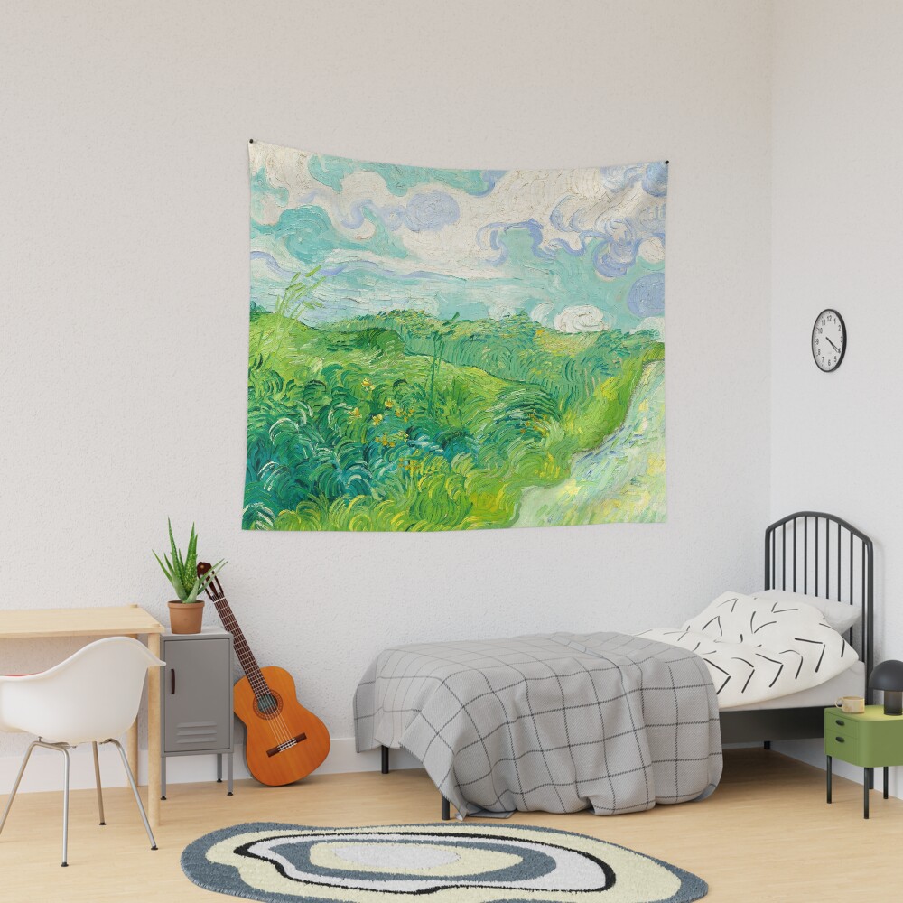 Green Wheat Fields Auvers Van Gogh Fine Art Tapestry