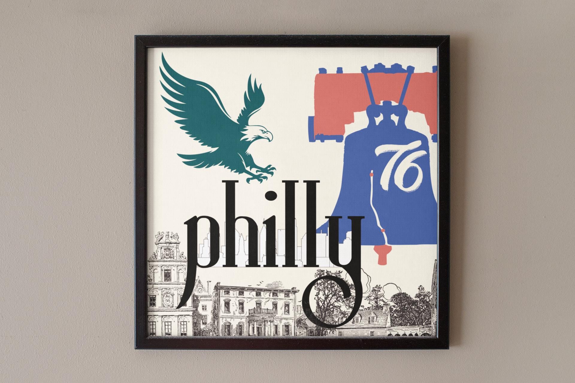 Philly Sports Canvas Poster - Framed Art, Philadelphia Art, Wall Decor - Midnight Green
