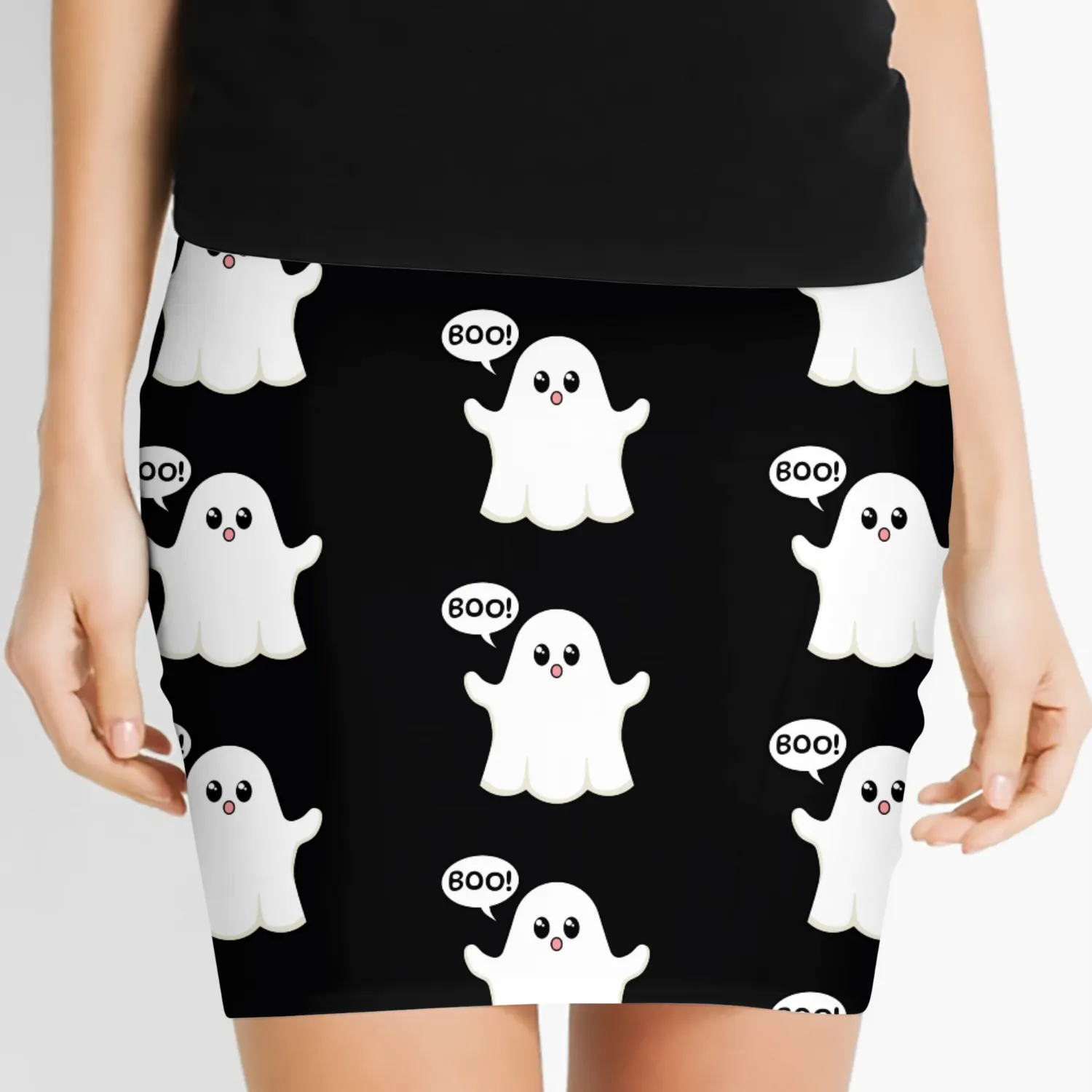 Cute Ghost Boo Happy Halloween Gift for Kids Women's Mini Skirts