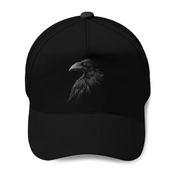 Mystical black raven illustration crow artwork Baseball Cap