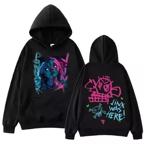 Anime Arcane Jinx Hoodie For Fans Double-Sided Full SizeAnime Arcane Jinx Hoodie