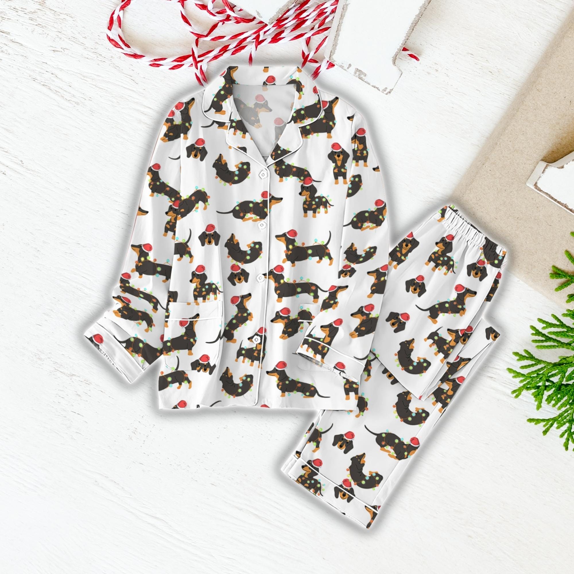 Dachshund Christmas Pajamas Set, Animal Lover Matching Pajamas, Dachshund Family Pajamas, Pet Kid Pajamas, Christmas Holiday Pajamas