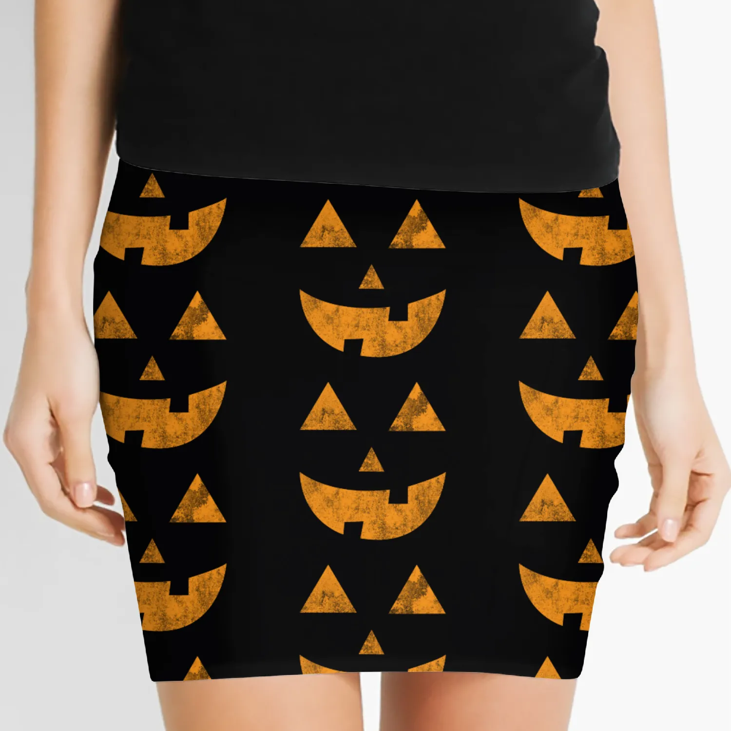 Halloween costume pumpkin head Women's Mini Skirts