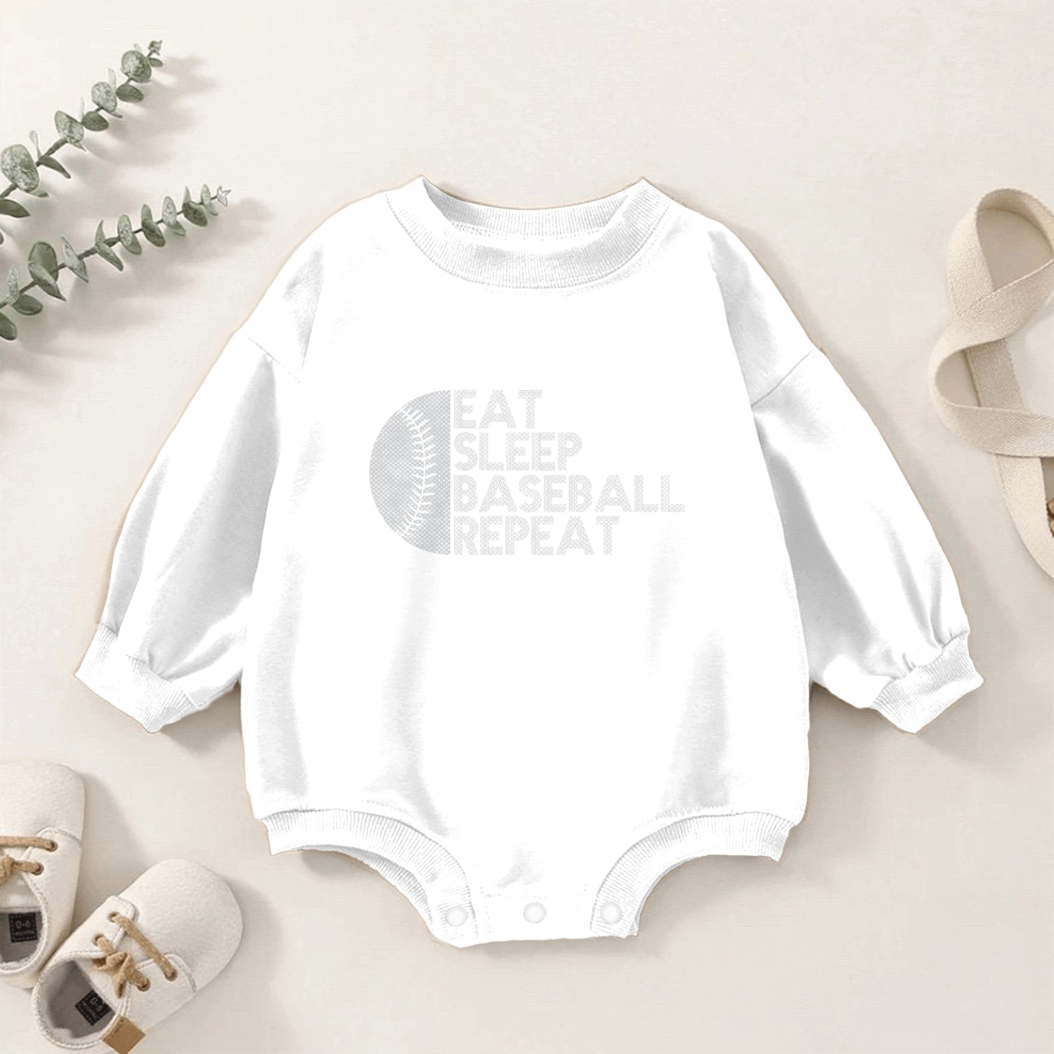 Eat Sleep Baseball Repeat Baseball Player Baby Romper Sweatshirts