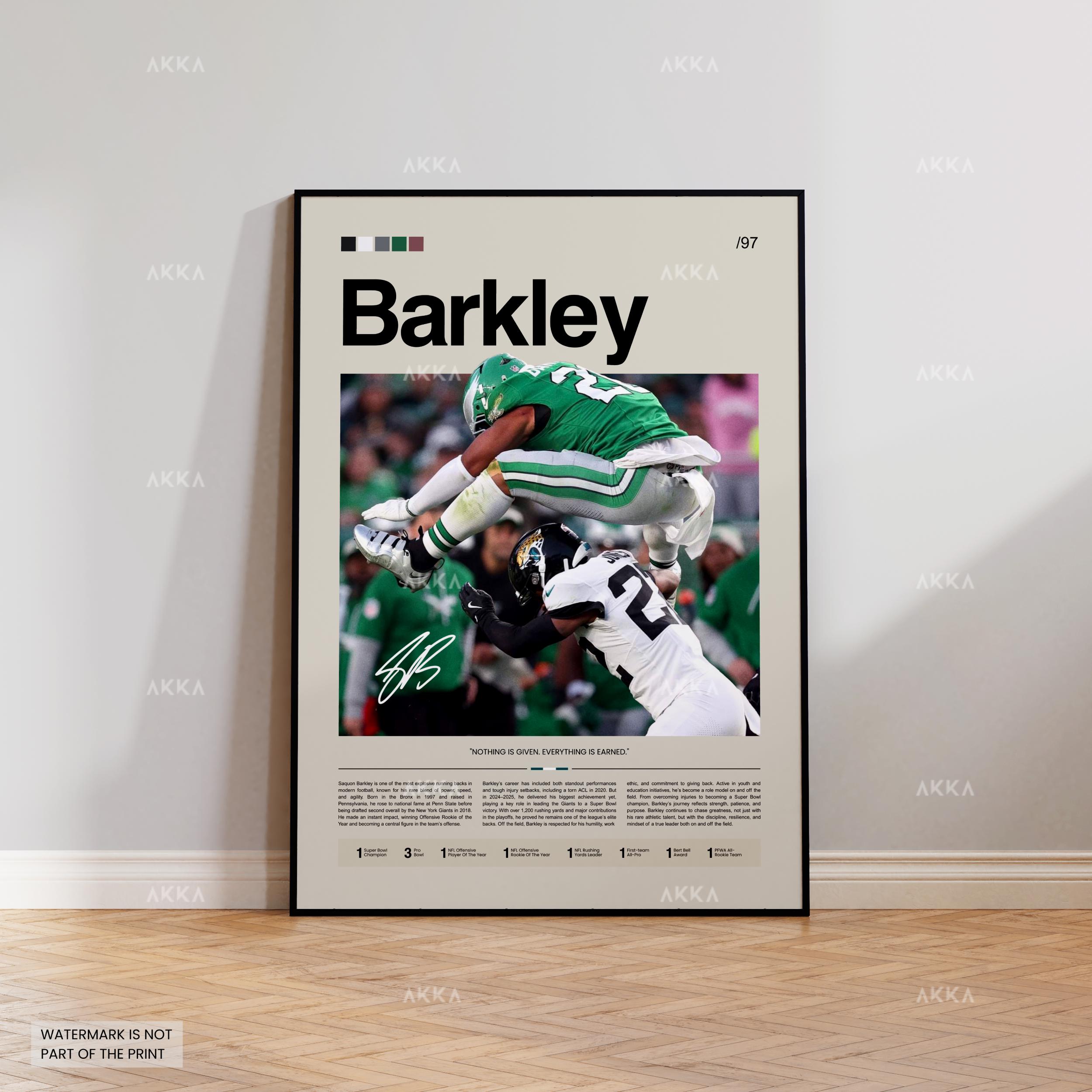 Saquon Barkley Poster, Eagles Franchise Print, Framed Philadelphia Eagles Wall Art, Football Fan Decor, Eagles Wall Decor