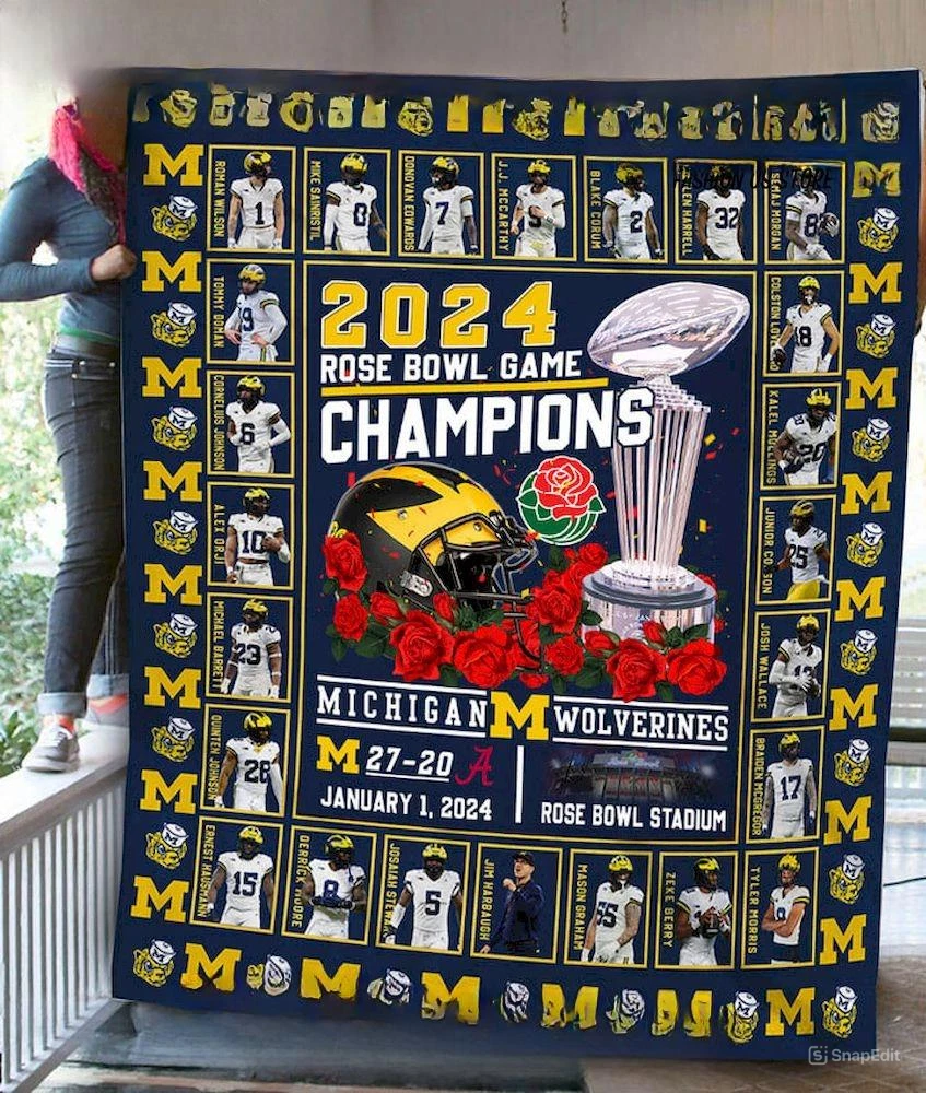 Mi.chi.gan Wolverines Rose Bowl Game Fleece Blanket