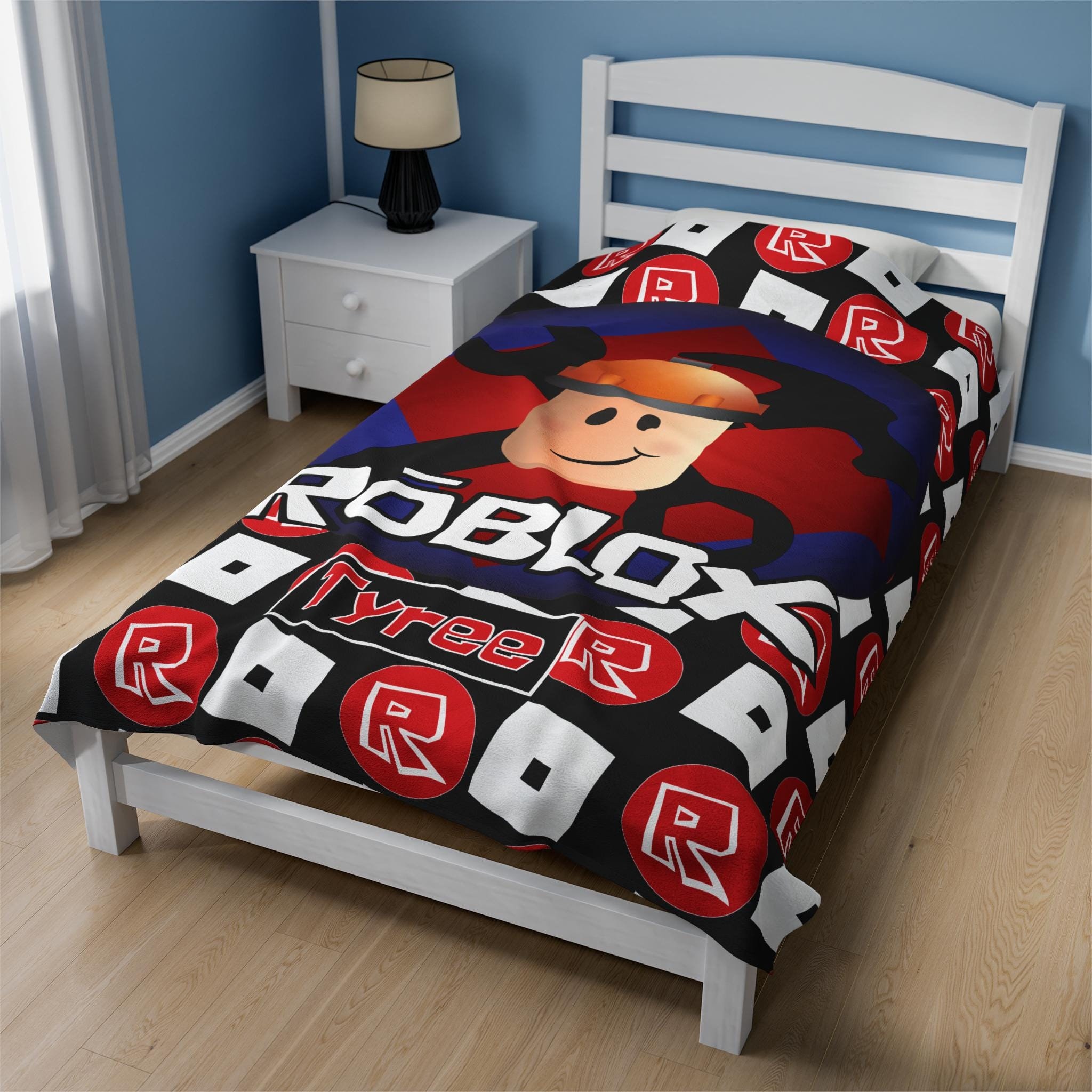 Roblox Custom Fleece Blanket, The Builder, Personalized Game Bedding, Video Game Gear, Fleece Plush, Customizable Player