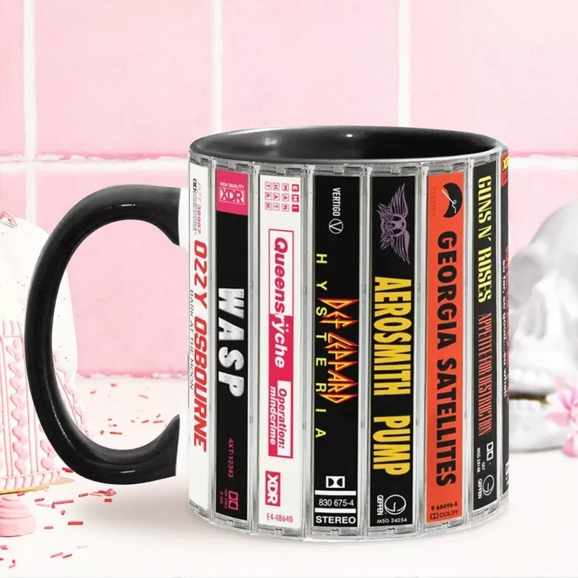 80s Metal Cassette Collection Accent Mug, Gift, Decor