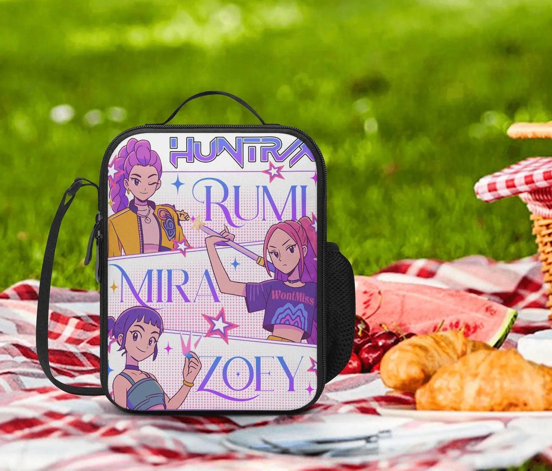 Huntrix Demon Hunters Lunch Box Bag, Kpop Demon Hunters Lunch Bag, Rujinu Demon Hunters Quality Keep Warm/Cold Lunch Bag