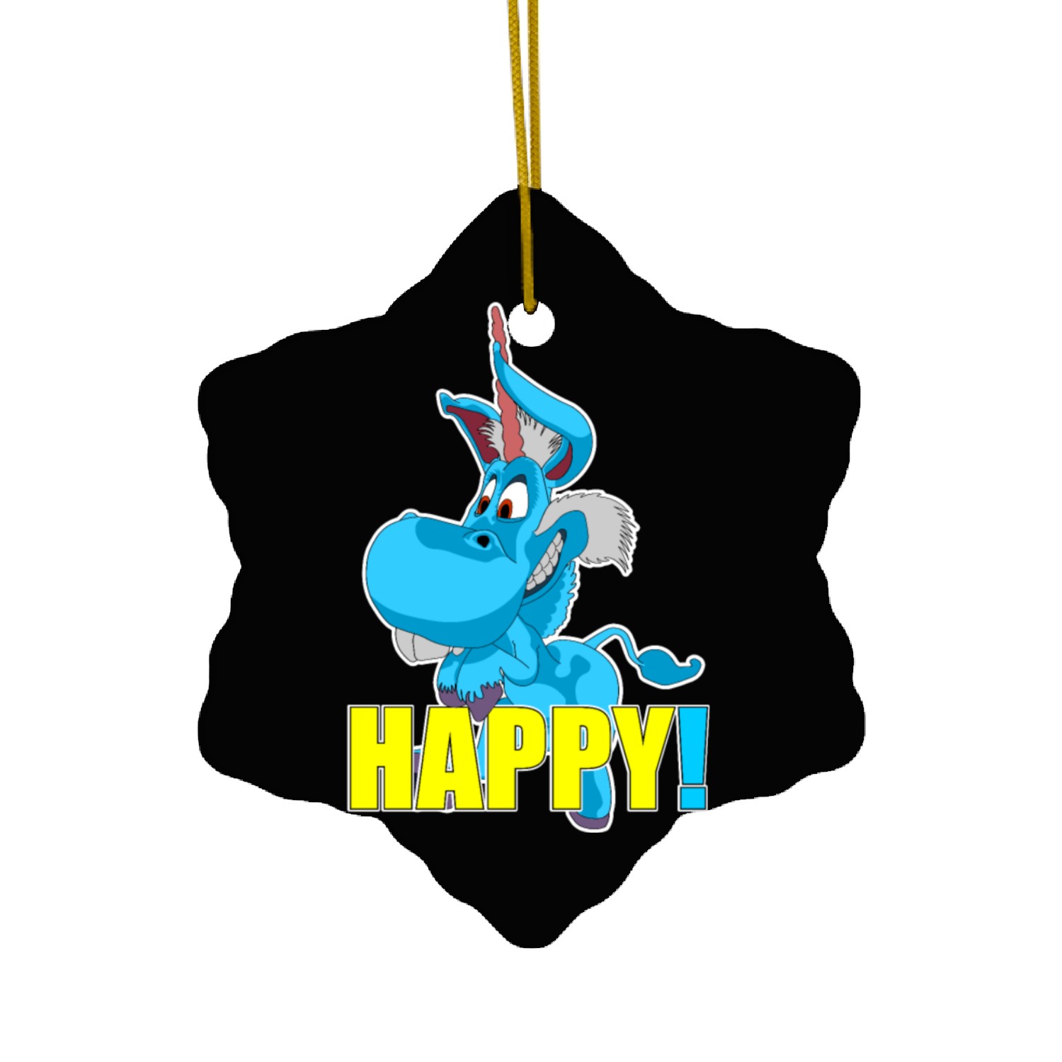 Blue Unicorn is Happy Ceramic Ornaments