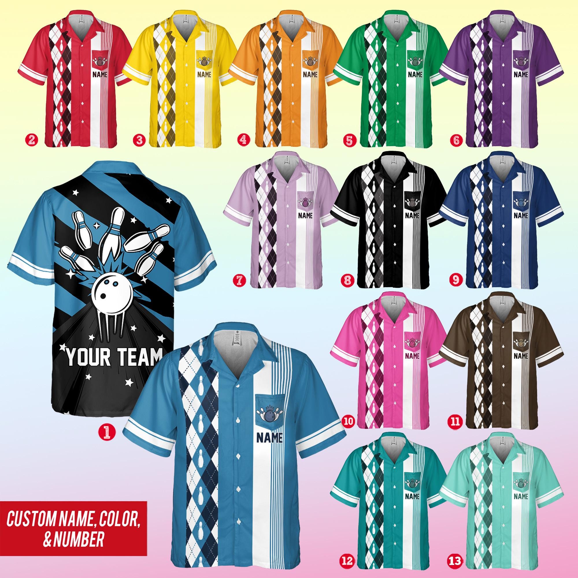 Personalized Retro Bowling Hawaiian Pocket Shirt for Men Women, Custom Name Bowling Shirt, Bowling Pocket Shirt, Vintage Bowling Team Name