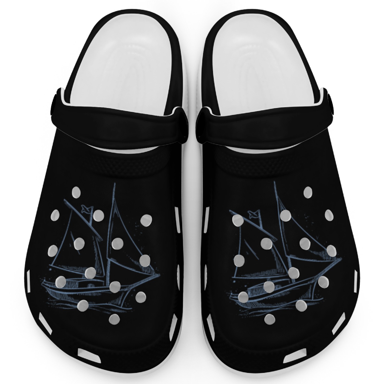 Sailboat sea silhouette minimalist design Clogs