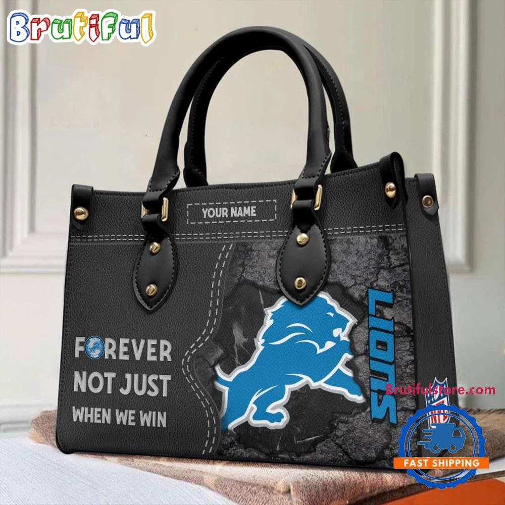Custom Detroits Team Lions Forever Leather Bag, Woman Leather Bag