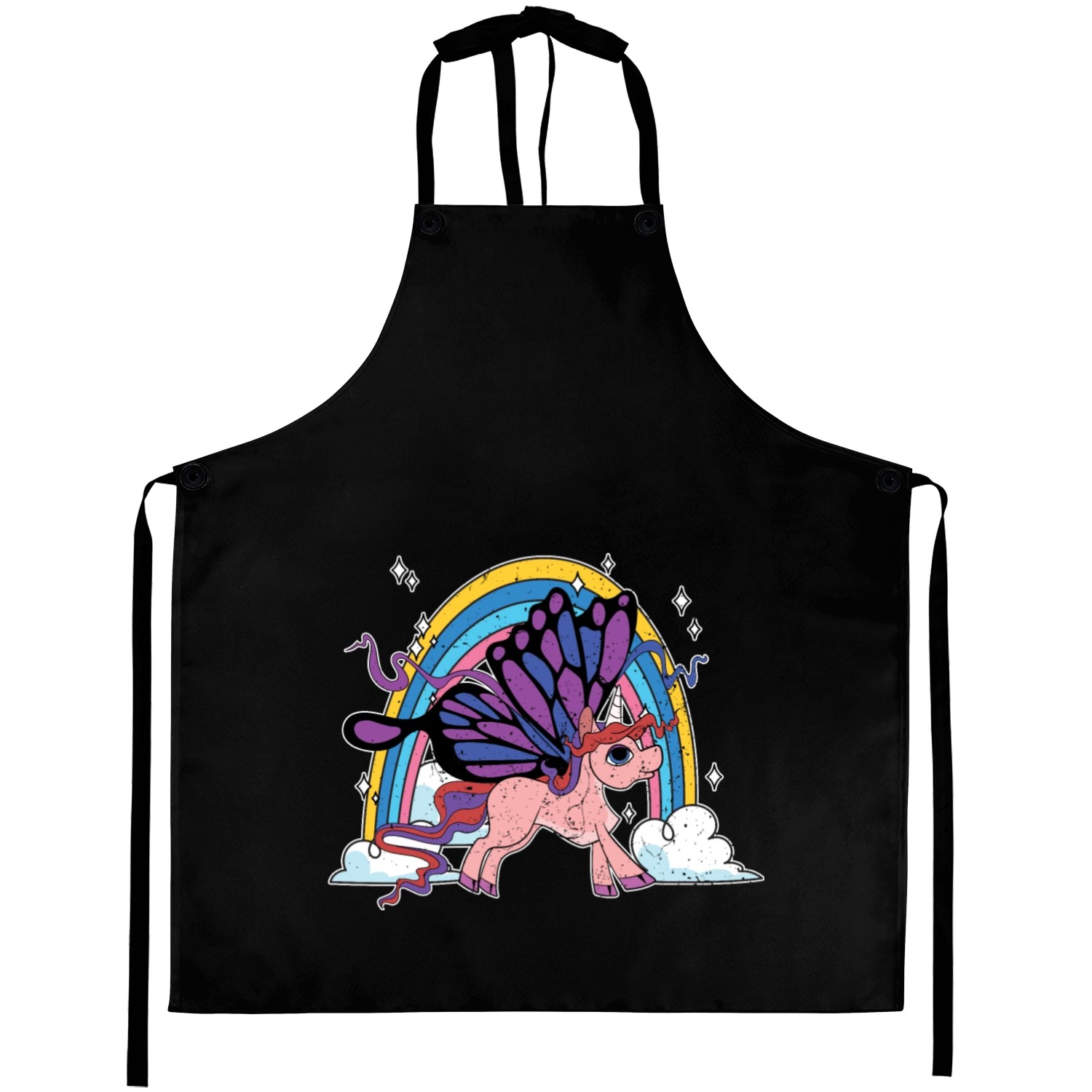 Fantasy animal rainbow butterfly unicorn Aprons