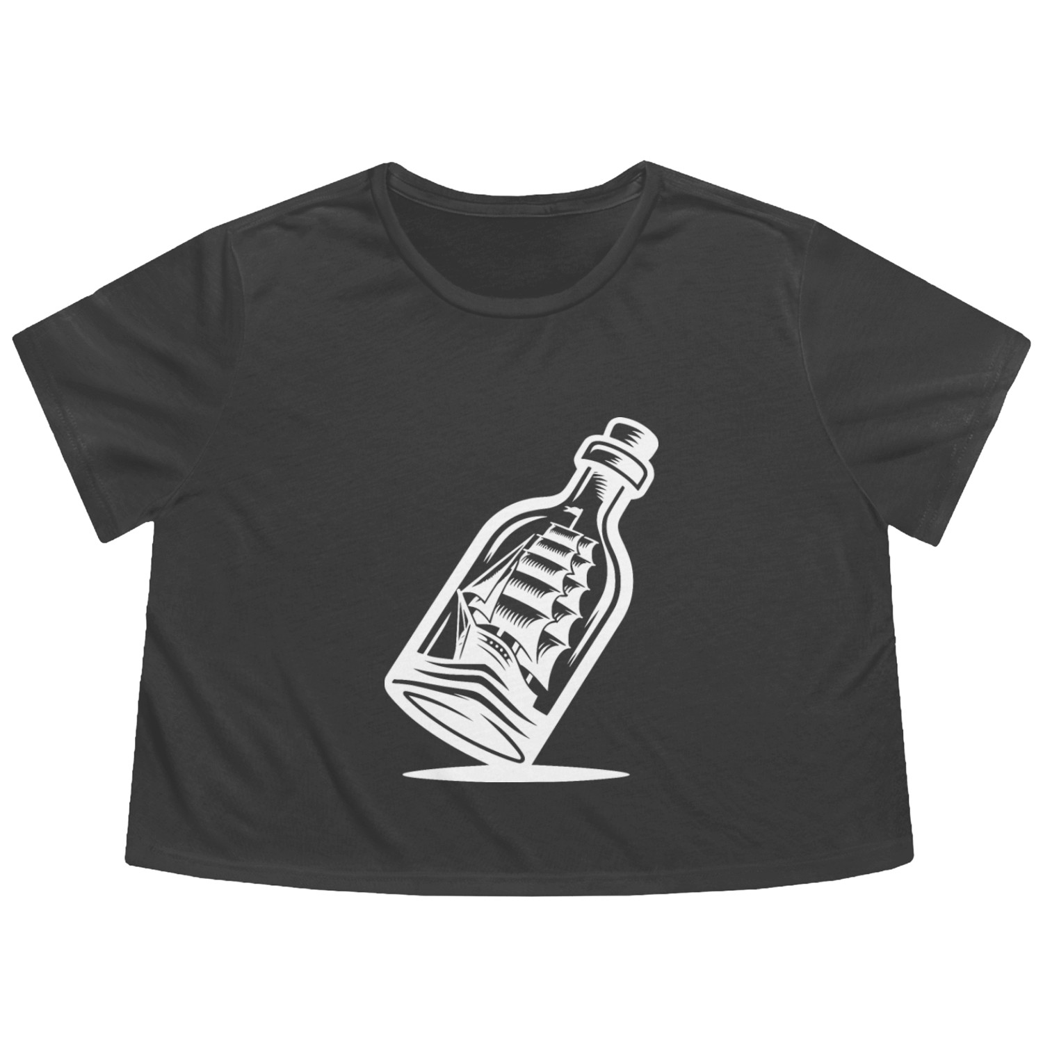 Ship In A Bottle Old Sailing Ship In A Bottle Flowy Cropped Tees