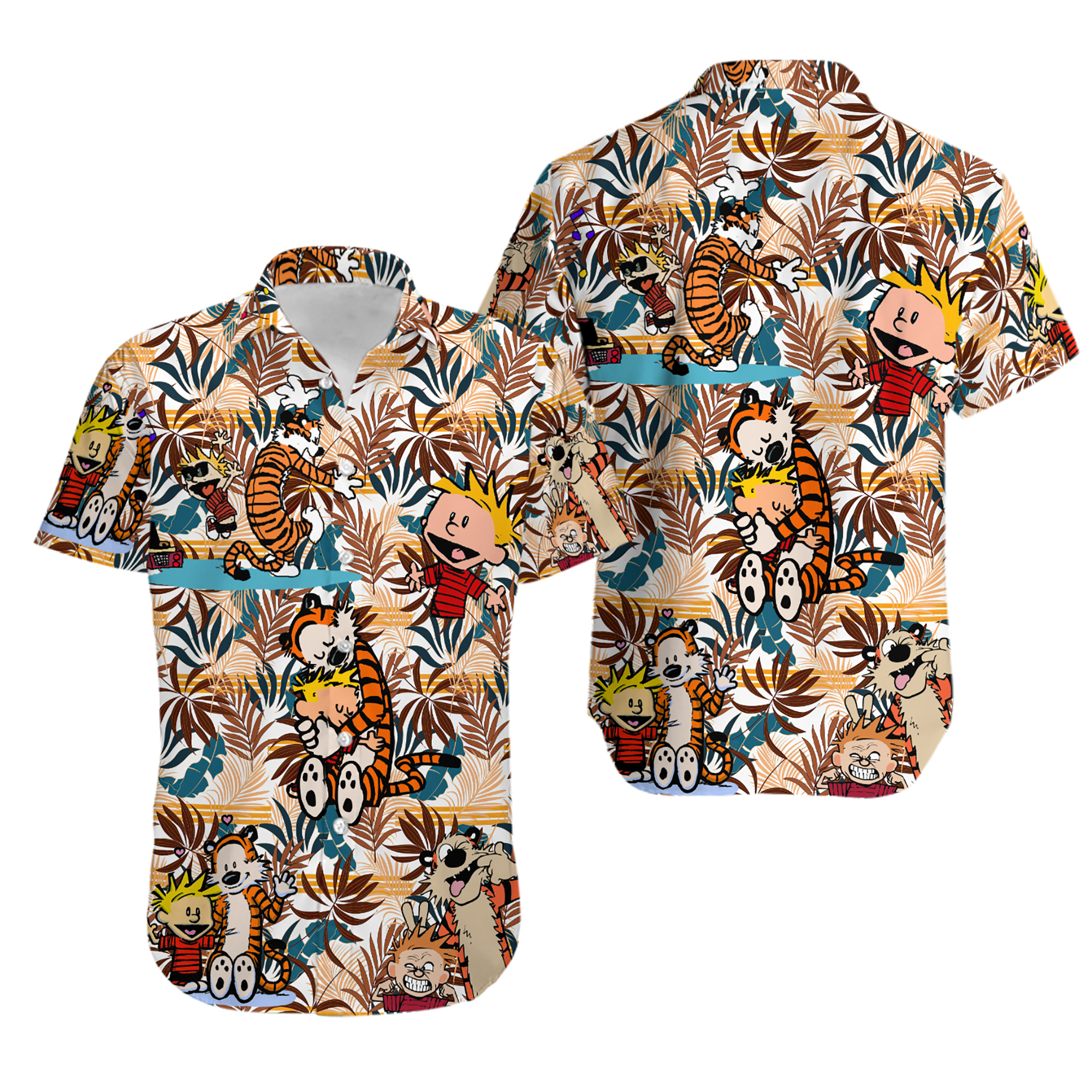 Calvinn And Hobbes Summer Hawaiian Shirt/ Cartoon Summer Hawaiian Shirt